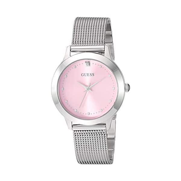 ゲス 腕時計 GUESS U1197L3 ウォッチ 時計 GUESS Stainless Steel Mesh Bracelet Watch with Pink Genuine Diamond Dial. Color: Silver-Tone (Model: U1197L3)｜i-selection