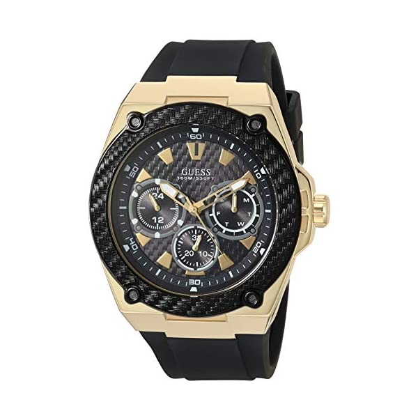 ゲス 腕時計 GUESS U1049G5 ウォッチ 時計 GUESS Comfortable Black Stain Resistant Silicone Watch with Gold-Tone Day, Date + 24 Hour Military/Int'l Time. Color: Black (Model: U1049G5)