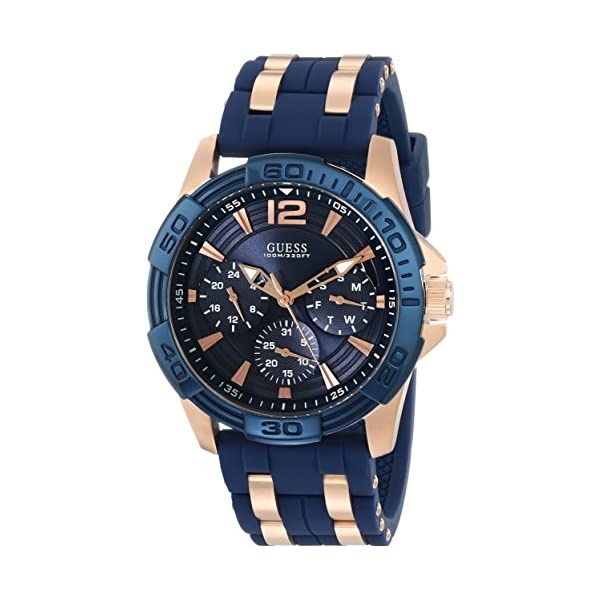 ゲス 腕時計 GUESS U0366G4 ウォッチ 時計 GUESS Comfortable Blue Stain Resistant Silicone + Rose Gold-Tone Stainless Steel Watch with Day, Date + 24 Hour Military/Int'l Time. Color: Blue (Model: U0366G2)|i-selection