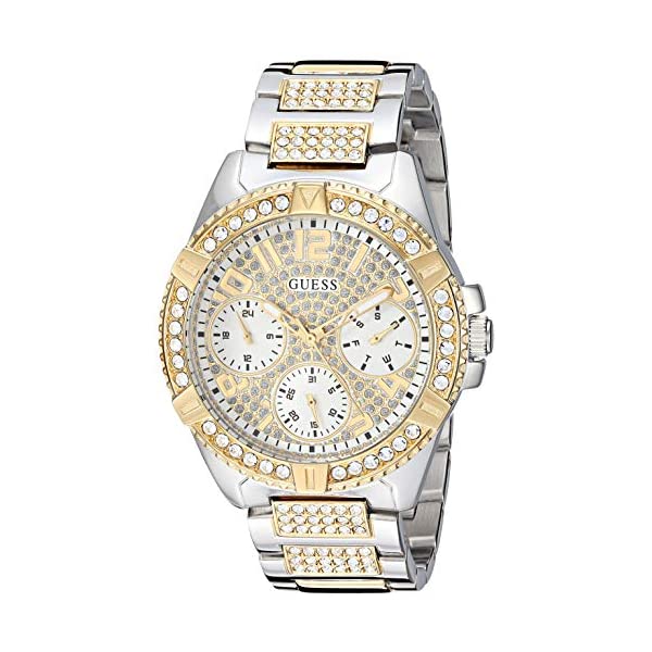 ゲス ウオッチ GUESS U1156L5 御覧になる 時辰儀 GUESS Stainless Steel + Gold-Tone Crystal Watch with Day, Date + 24 Hour Military/Int\u0027l Time. Color: Silver/Gold-Tone (Model: U1156L5)
