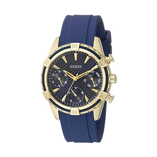 ゲス 腕時計 GUESS U0562L2 レディース 女性用 ウォッチ 時計 GUESS Women's U0562L2 Sporty Gold-Tone Stainless Steel Watch with Blue Dial, Crystal-Accented Bezel and Silicone Strap Buckle｜i-selection 25,517円