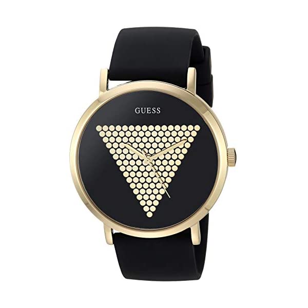 ゲス ウオッチ GUESS U1161G1 ご覧なさる 時辰儀 GUESS Iconic Studded Black and Gold-Tone Logo Silicone Watch. Color: Black (Model: U1161G2)