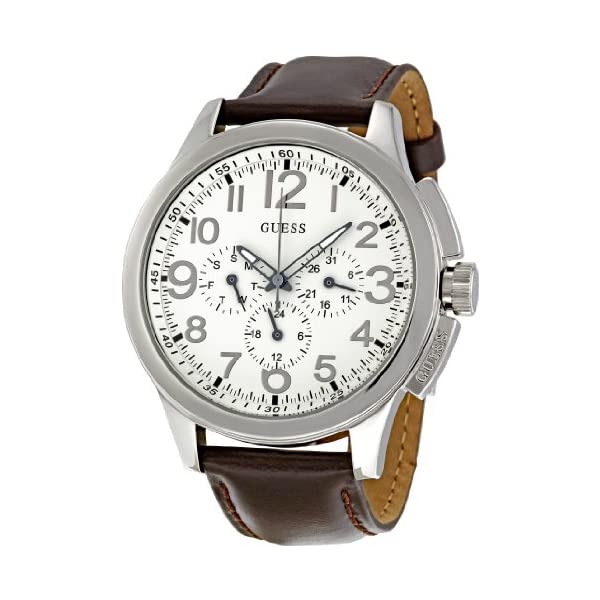 ゲス 腕時計 GUESS W10562G1 メンズ 男性用 ウォッチ 時計 GUESS Men W10562G1 Round Case Cream Dial Brown Leather Strap Watch