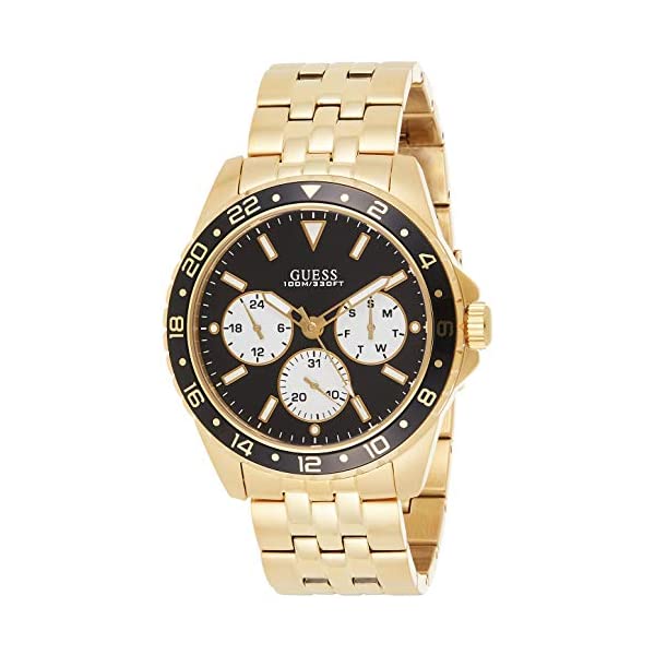 ゲス 腕時計 GUESS W1107G4 メンズ 男性用 ウォッチ 時計 GUESS Men's 44mm Gold-Tone Steel Bracelet & Case Quartz Black Dial Analog Watch W1107G4