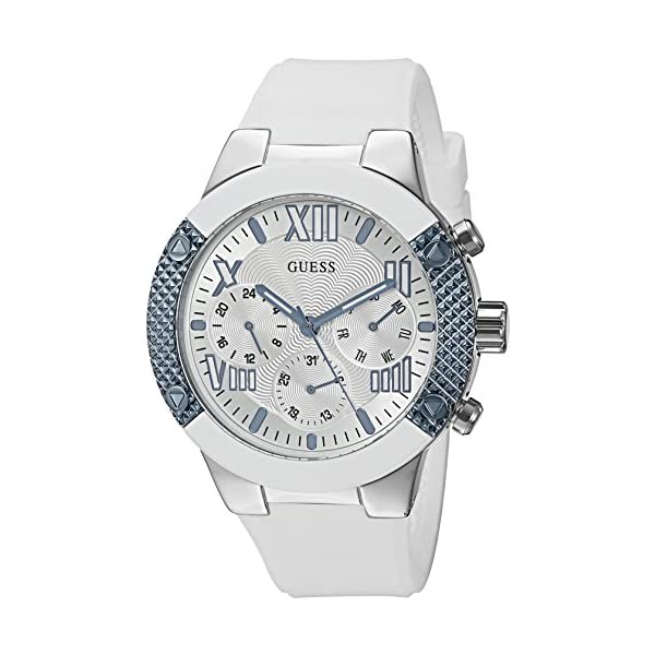 ゲス 腕時計 GUESS U0772L3 レディース 女性用 ウォッチ 時計 GUESS Women's U0772L3 Sporty Silver-Tone Stainless Steel Watch with Multi-function Dial and White Strap Buckle｜i-selection