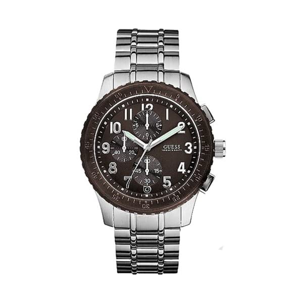 ゲス 腕時計 GUESS U13604G1 メンズ 男性用 ウォッチ 時計 Guess Men\'s U13604G1 Silver Stainless-Steel Quartz Watch with Brown Dial