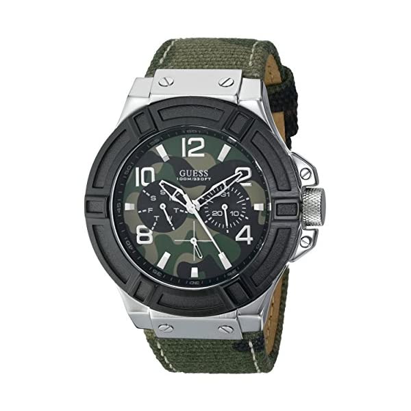 ゲス 腕時計 GUESS U0407G1 メンズ 男性用 ウォッチ 時計 GUESS Men\'s U0407G1 Casual Rigor Standout Multi-Function Watch on a Casual Camoflauge Print Genuine Leather-Backed Strap with Day & Date Functions