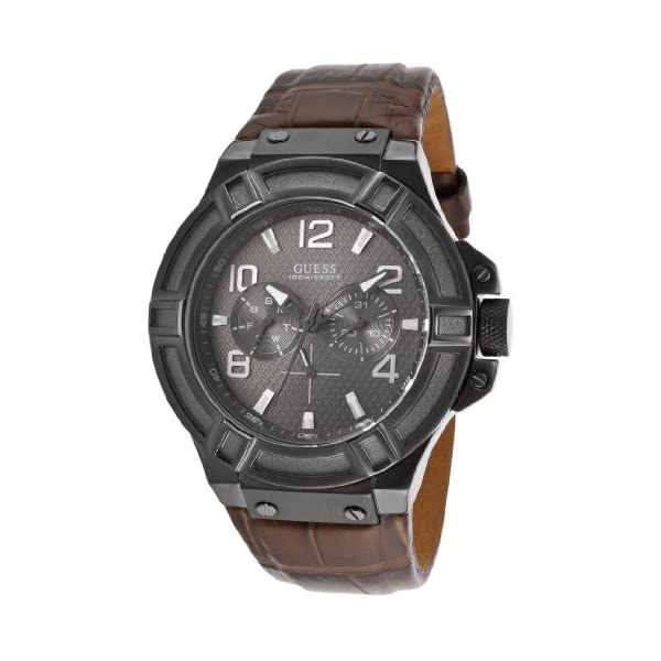ゲス 腕時計 メンズ 男性用 GUESS W0040G2 時計 ウォッチ Guess Men Black Dial Brown Genuine Leather