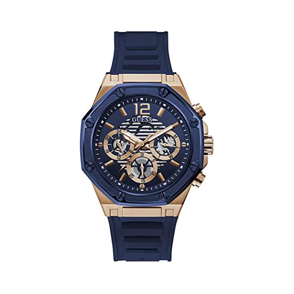 ゲス 腕時計 メンズ 男性用 GUESS GW0263G2 時計 ウォッチ GUESS Men's Stainless Steel Quartz Watch with Silicone Strap, Blue, 22 (Model: GW0263G2)