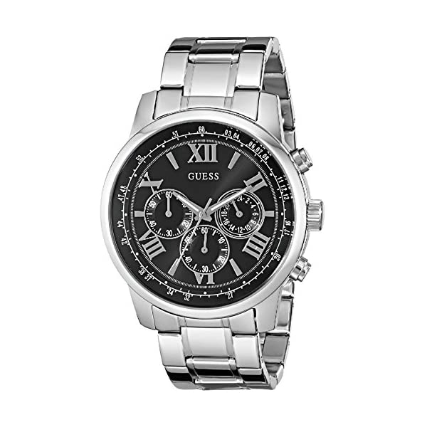 ゲス 腕時計 メンズ 男性用 GUESS W0379G1 時計 ウォッチ GUESS STEEL W0379G1,Men Silver-Tone Chronograph,Stainless Steel,Black Dial,50m WR