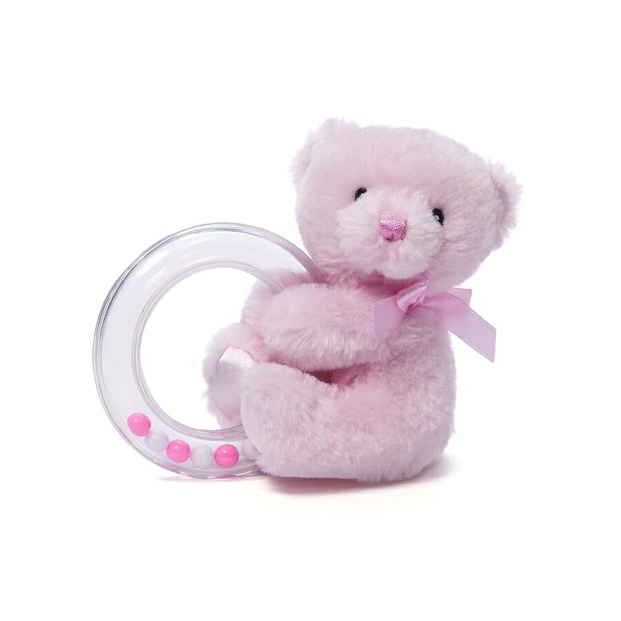 ガンド もの言う花 My 1st テディ輪っか ラトル サクラ色 Gund Baby Gund My 1st Teddy Ring Rattle, Pink