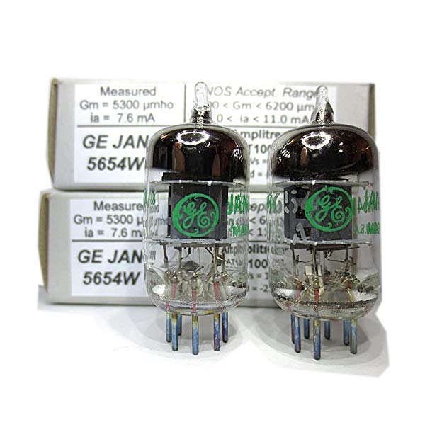 リバーストーンオーディオ 真空管 オーディオ ギター ベース アンプ Riverstone Audio Tested/Matched Pair (2 Tubes) 7-Pin GE JAN 5654W Fully-Tested Vacuum Tubes - Upgrade for 6AK5 / 6J1 / 6J1P / EF95 - GE 5654W Platinum Grade Pair|i-selection