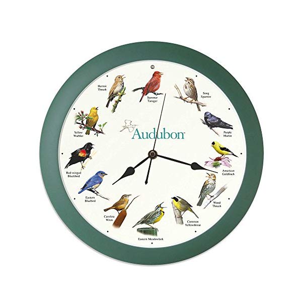 掛け時計 鳥 小鳥 野鳥 鳴き声 インテリア 13インチ Mark Feldstein & Associates Audubon Singing Bird Clock, 13"|i-selection