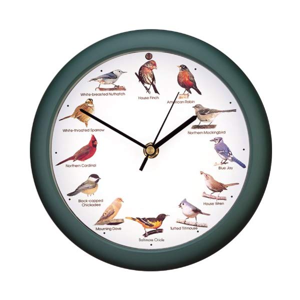 掛け時計 鳥 小鳥 野鳥 鳴き声 インテリア 8インチ Mark Feldstein and Associates DLB9821E Original Singing Bird Clock 8 in Green