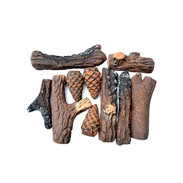 セラミックウッドログ 写し物 薪 煖炉 Stanbroil Fireplace 10 Piece Set of Ceramic Wood Logs for All Types of Ventless, Gel, Ethanol, Electric,Gas Inserts, Propane, Indoor or Outdoor Fireplaces \u0026 Fire Pits
