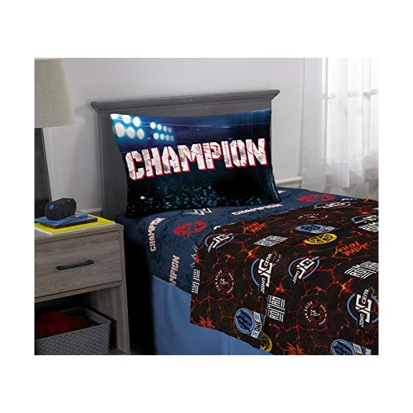 WWE スーパースター プロレス 寝具セット 3ピース ベッドカバー ふとんカバー 枕カバー ピローケース グッズ Franco Kids Bedding Soft Microfiber Sheet Set, 3 Piece Twin Size, WWE Super Stars|i-selection