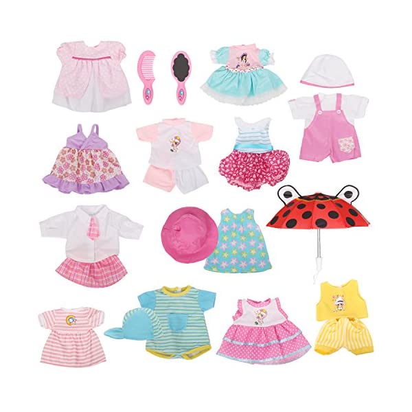 ベビードール 赤ちゃん人形 着せ替え おままごと Huang Cheng Toys 12 Pcs Set Handmade Lovely Baby Dolllothes Dress Outfits Costumes for 14 to 15-inch Dollloth Hat Cap Umbrella Mirror Comb Girl Christmas Birthday Gift for Little Girl