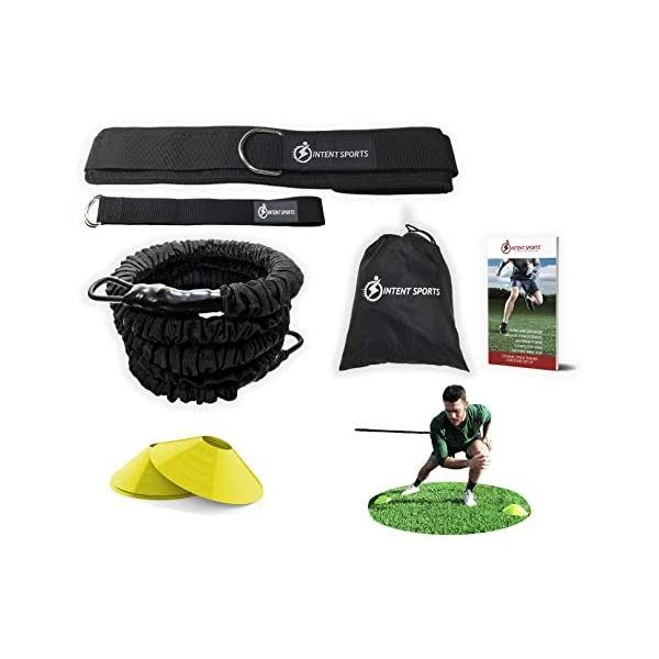 スポーツ トレーニングギア 練習 トレーナー フィットネス 自主練 部活 自宅トレーニング おうち時間 筋トレ INTENT SPORTS 360° Dynamic Speed Resistance and Assistance Trainer Kit 8 Ft. Strength 80 Lb Resistance Running Bungee Band (Waist)
