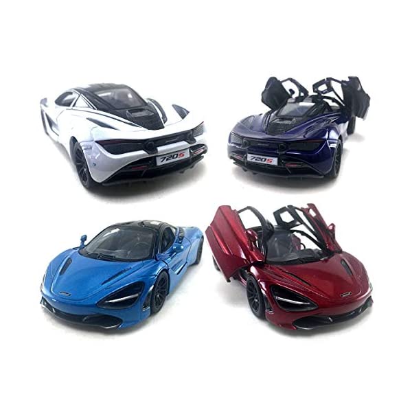 マクラーレン モデルカー ダイキャスト 模型 ミニカー グッズ 納車祝い プレゼント インテリア スーパーカー HCK Set of 4 2017 Mc Laren 720S - Pull Back Toy Sports Cars 1:36 Scale (Red/Indigo/White/Blue)｜i-selection