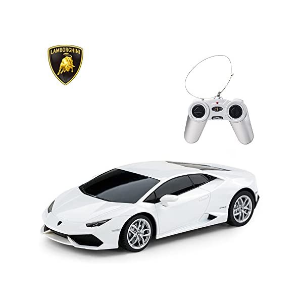 ランボルギーニ モデルカー ダイキャスト 模型 ミニカー グッズ 納車祝い プレゼント インテリア スーパーカー RASTAR Lamborghini HURACAN LP610-4 RC Car Radio Remote Control, 1/24 Scale (White)