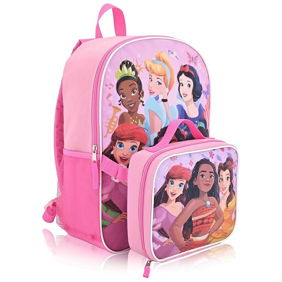 ディズニープリンセス ビンゴ グッズ バックパック リュック バッグ プレゼント ギフト キッズ 16インチ ランチバッグ付き ライセンス キャラクター Fast Forward Disney Princess 16" Backpacks With Lunch Bag Licensed Characters Kids Schoolbag｜i-selection
