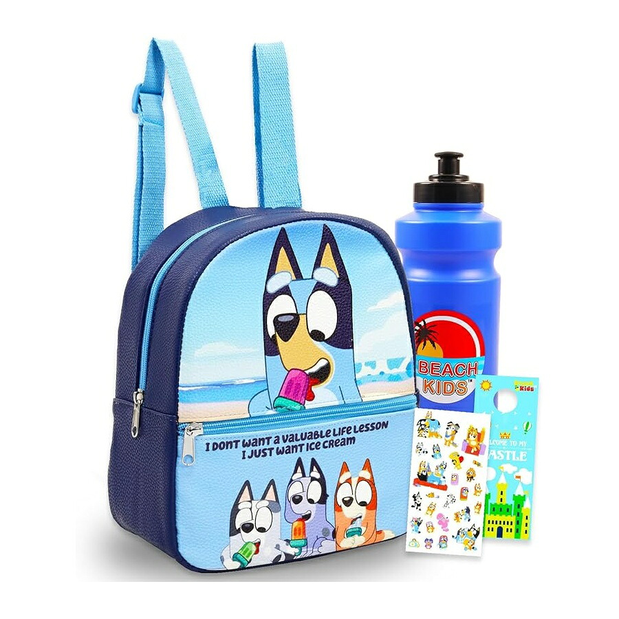 ブルーイー ビンゴ グッズ バックパック リュック バッグ プレゼント ギフト キッズ ミニ 子供 10インチ ウォーターボトル 男の子 女の子 Bluey Mini Backpack for Kids Bundle with 10" Small Bag Plus Water Bottle, Stickers, More Bluey｜i-selection