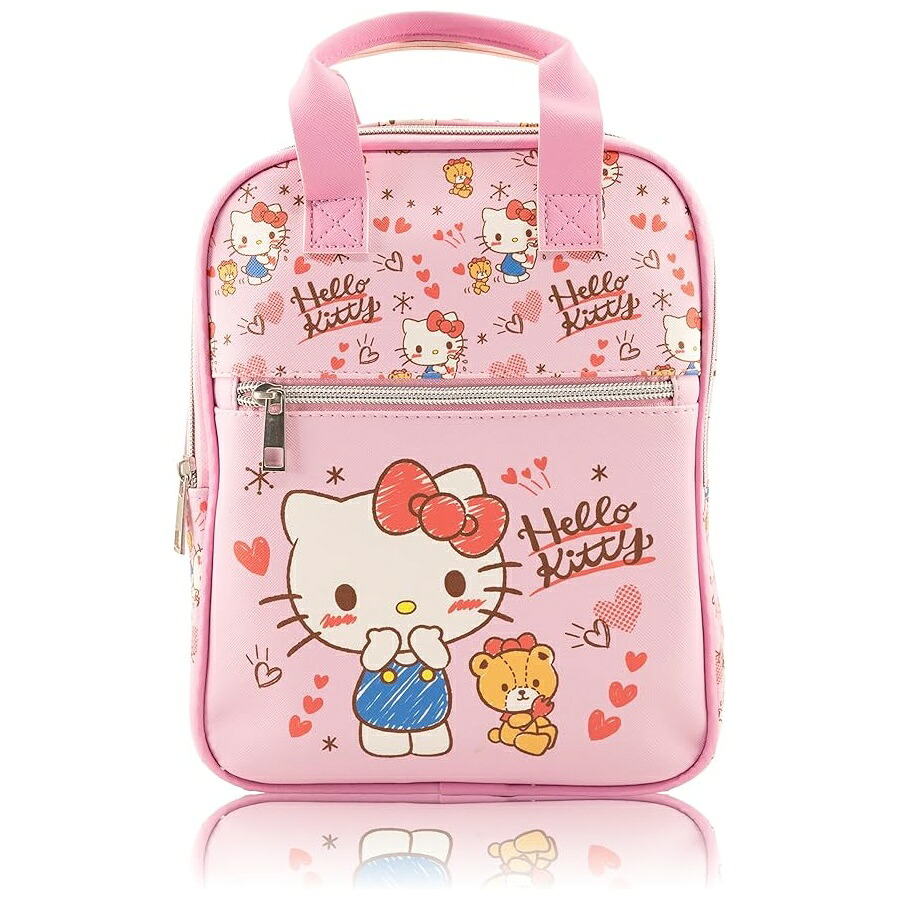 ハローキティ キティちゃん グッズ バックパック リュック バッグ プレゼント ギフト キッズ ミニ 子供 10インチ PUレザー 財布 幼児 トラベル 学校 旅行 Fast Forward Hello Kitty Mini Backpack for Kids｜i-selection