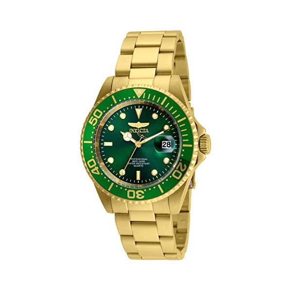 インビクタ 腕時計 INVICTA インヴィクタ 時計 プロダイバー Invicta 24948 Men's Pro Diver Green Dial Yellow Gold Steel Bracelet Quartz Dive Watch｜i-selection