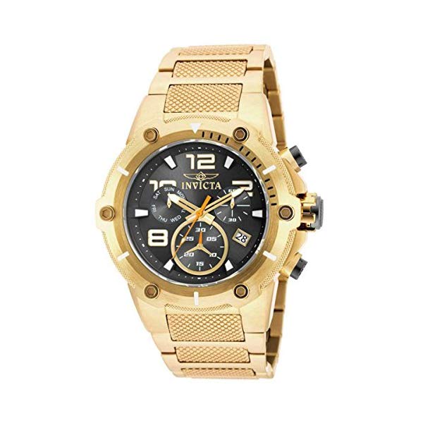 インビクタ 腕時計 INVICTA インヴィクタ 時計 スピードウェイ Invicta Speedway Chronograph Black Dial Gold Ion-plated Mens Watch 19530