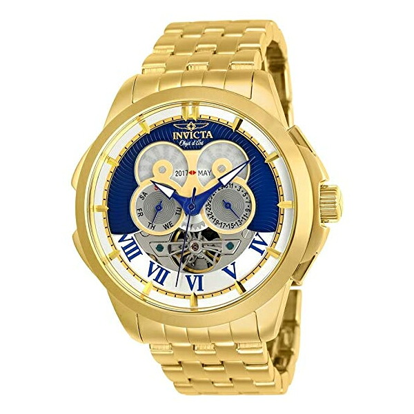 インビクタ 腕時計 INVICTA インヴィクタ 時計 オブジェ D アート 25581 - INVICTA Objet D Art Men 48mm Stainless Steel Gold Blue+Silver dial TY2503 Automatic