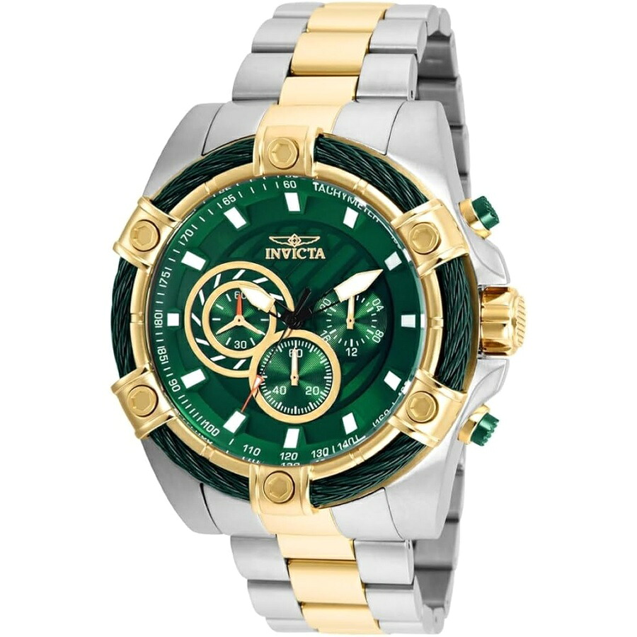 インヴィクタ メンズ ボルト クォーツ クロノグラフ 52mm 腕時計 ステンレススチールストラップ付き ゴールド 25.2 Invicta Men's Bolt Quartz Chronograph 52mm Watch with Stainless-Steel Strap, Gold, 25.2｜i-selection