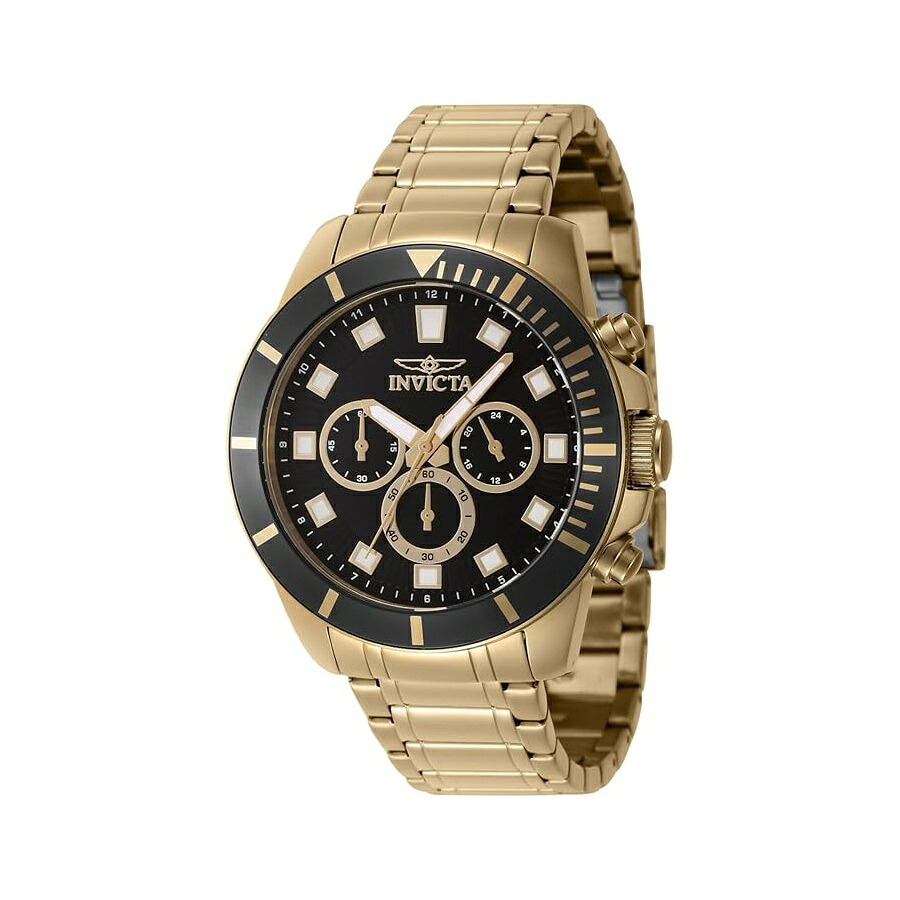 インヴィクタ プロ ダイバー クロノグラフ GMT クォーツ ブラック ダイヤル メンズ腕時計 46042 ゴールド Invicta Pro Diver Chronograph GMT Quartz Black Dial Men's Watch 46042, Gold｜i-selection