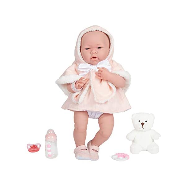 JCトイズ ベビードール 赤ちゃん人形 着せ替え おままごと ジェーシートイズ JC Toys JC Toys All-Vinyl La Newborn Dolln Pink Coat and Outfit w/ Animal Friend & Accessories. Real Girl!, White - Pink (18065)