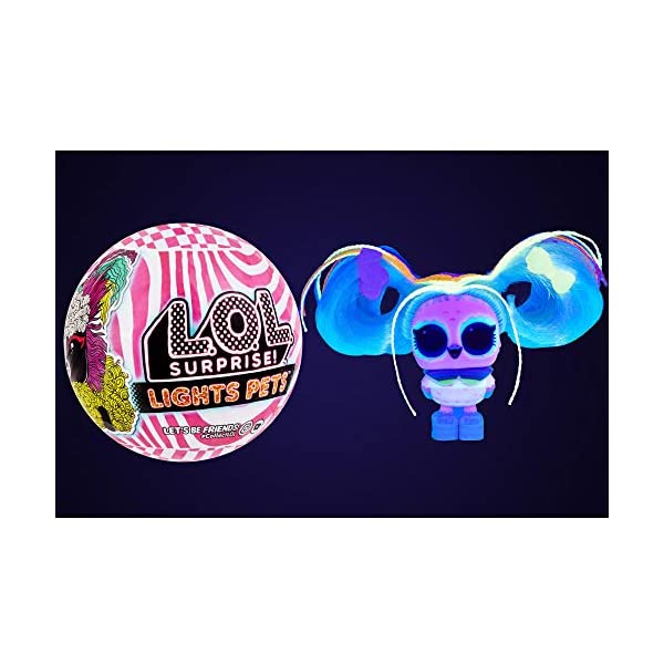 LOLサプライズ ライトヘッド ペット ランダム1個 おもちゃ グッズ フィギュア 人形 ファッションドール L.O.L. Surprise! Lights Pets with Real Hair & 9 Surprises including Black Light Surprises|i-selection