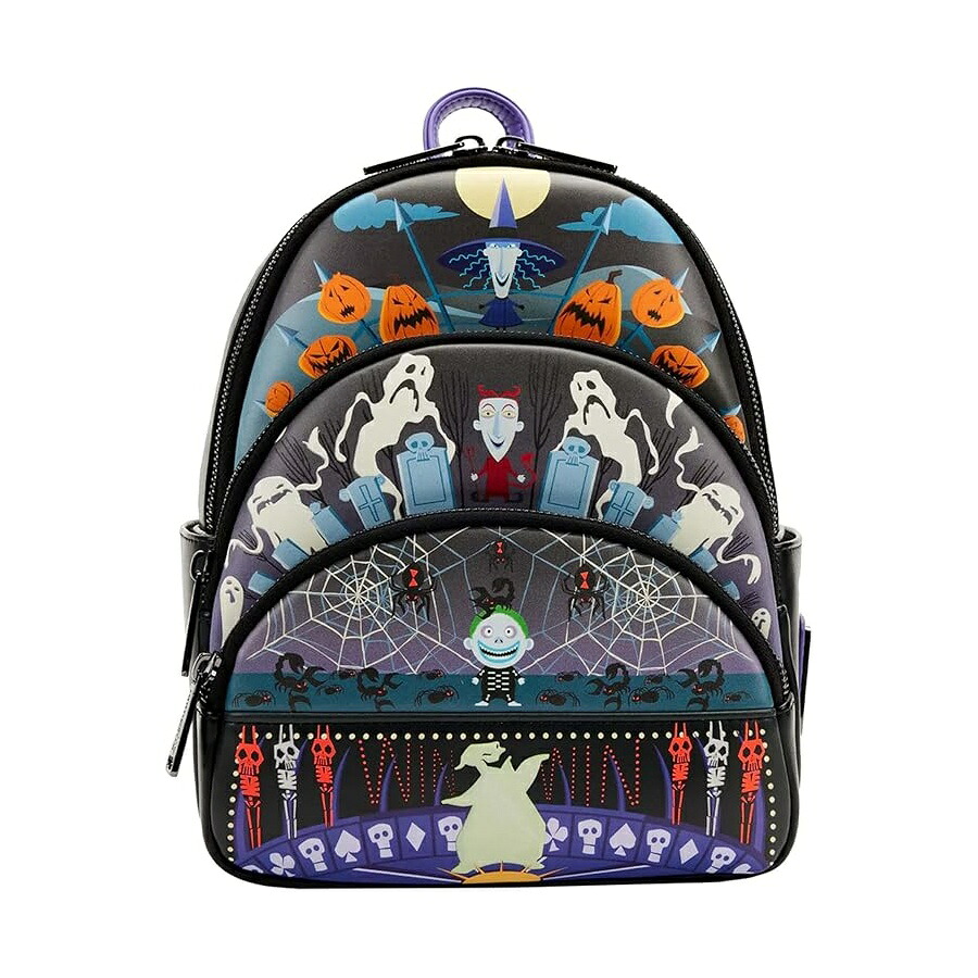 Loungefly ナイトメアー ビフォア クリスマス グロー トリプル ポケット ミニ バックパック Loungefly The Nightmare Before Christmas Glow Triple Pocket Mini Backpack|i-selection