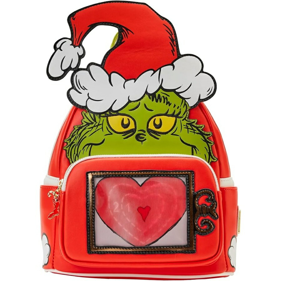 待ち合い室飛球 DR スース グリンチ LENTICULAR ハート型 MINI うしろ側風呂敷き包み Loungefly DR Seuss Grinch LENTICULAR Heart MINI Backpack