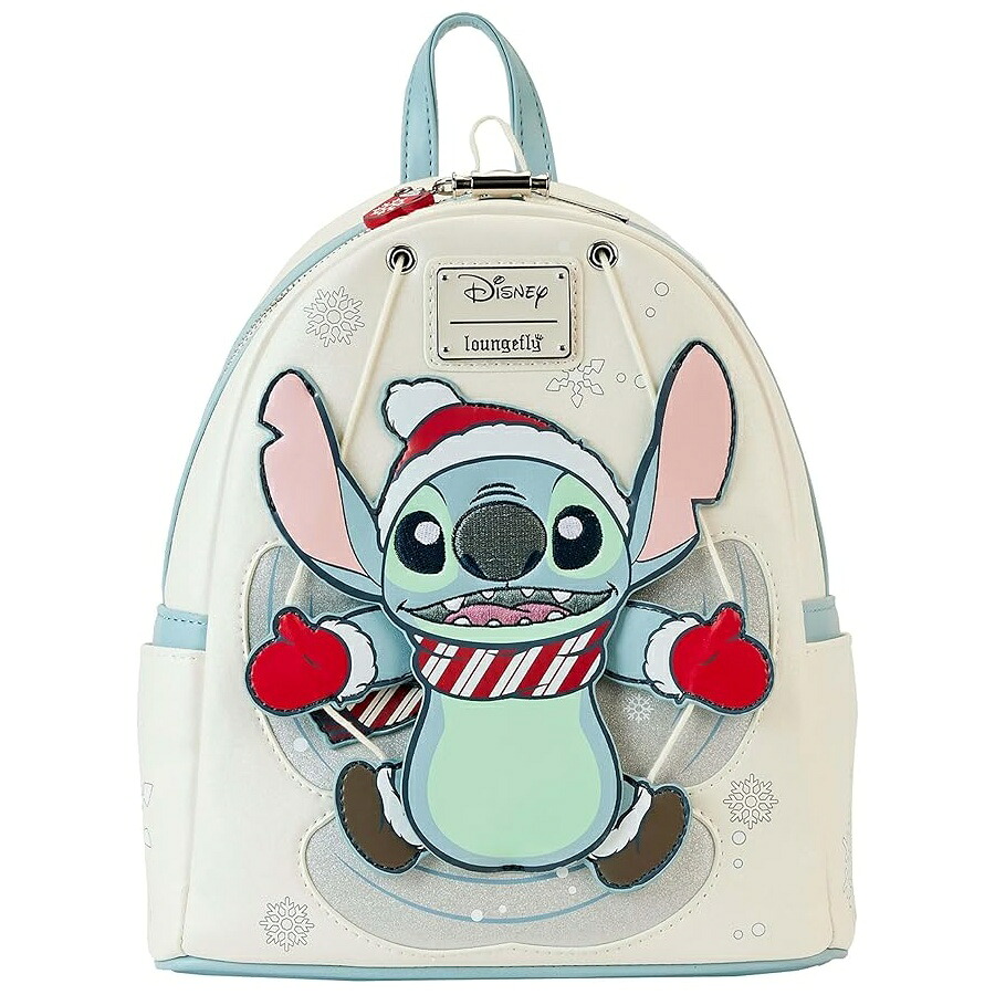 ラウンジフライ ディズニー スティッチ ホリデー スノーエンジェル グリッター ミニ バックパック Loungefly Disney Stitch Holiday Snow Angel Glitter Mini Backpack｜i-selection
