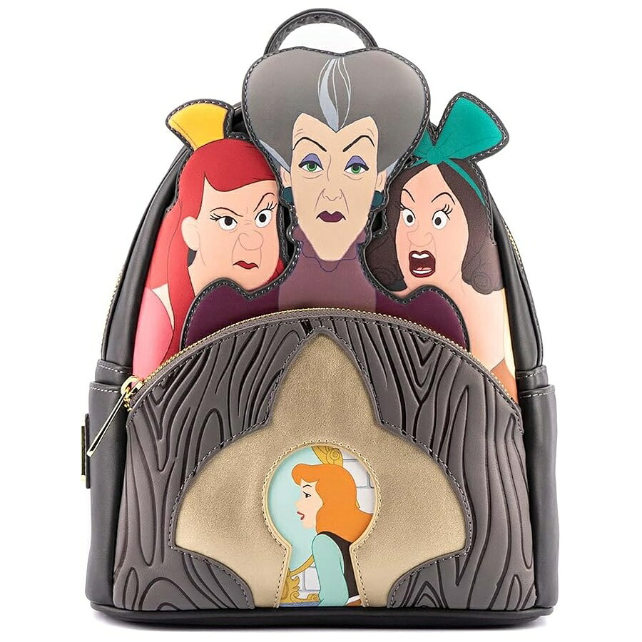 Loungefly ウォルトディズニー ヴィランズ 一こま どす黒いなまま母と義務の姉妹 ミニ うしろ側風呂敷き包み Loungefly Disney Villains Scene Evil Stepmother and Stepsisters Mini Backpack
