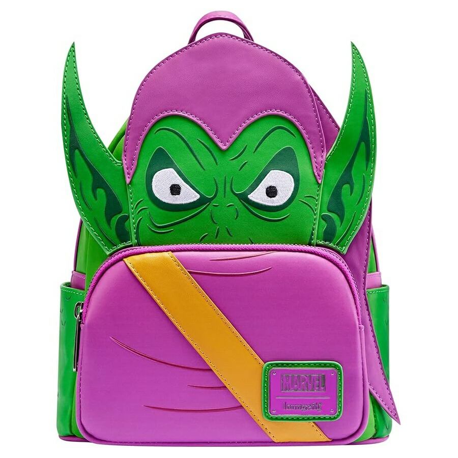 Loungefly Marvel: 緑であること ゴブリン コスプレ うしろ側容器に並べる マルチ色つや Loungefly Marvel: Green Goblin Cosplay Backpack, , Multicolor