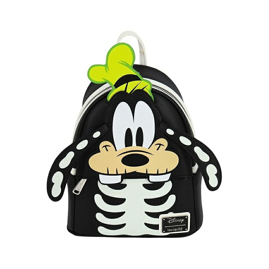 Loungefly グーフィー スケルトン 蓄光 コスプレ ダブルス落とし穴 ショルダーバッグ Loungefly Goofy Skeleton Glow-In-The-Dark Cosplay Double Strap Shoulder Bag