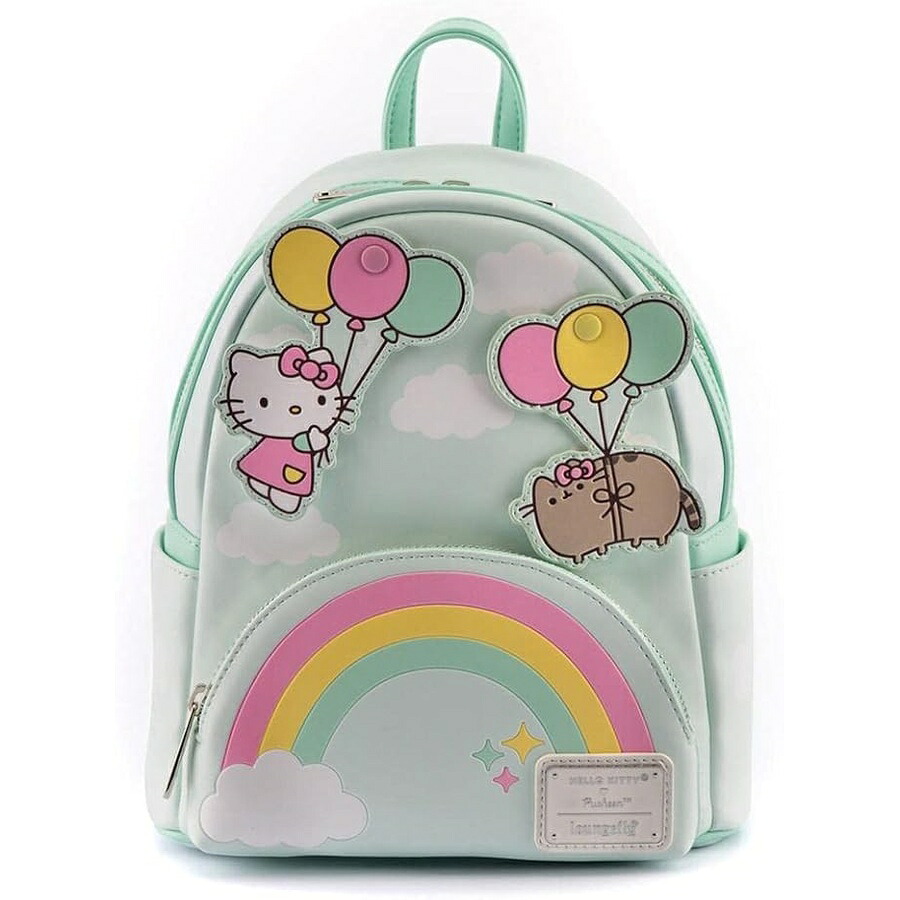 Loungefly ハローキティ 風船とレインボー レディース ダブルストラップ ショルダーバッグ 財布 Loungefly Hello Kitty Balloons and Rainbow Womens Double Strap Shoulder Bag Purse｜i-selection
