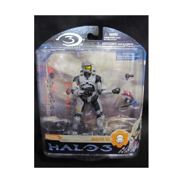 マクファーレン トイズ ヘイロー アクション フィギュア ダイキャスト McFarlane Toys - Halo 3 série 3 figurine Spartan Soldier Mark VI (Silver) 15 cm|i-selection