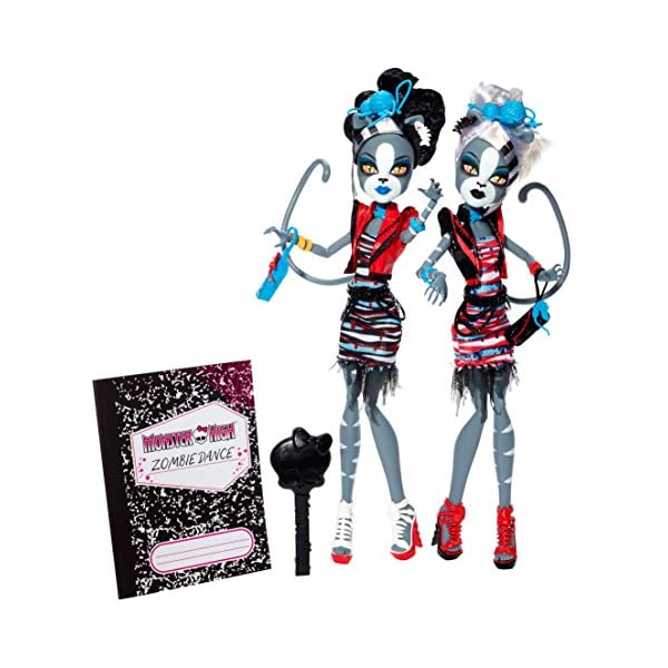 変わり種御機嫌 お人形さん あやつり人形 図形 着せ替え 遊び道具 グッズ Monster High Zombie Shake Meowlody and Purrsephone Doll (2-Pack)