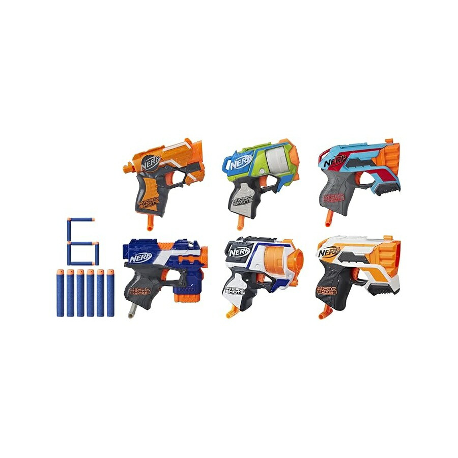 NERF MicroShots 6 ブラスターバンドル ミニダーツ打ち懸けるエリートブラスター 6 個と堅苦しさエリートダーツ 6 個 赤ちゃん 青少年 成年者 (押さえる) 1.73 x 16.5 x 10.98 in NERF MicroShots 6-Blaster Bundle 6 Mini Dart-Firing Elite Blasters and 6 Official