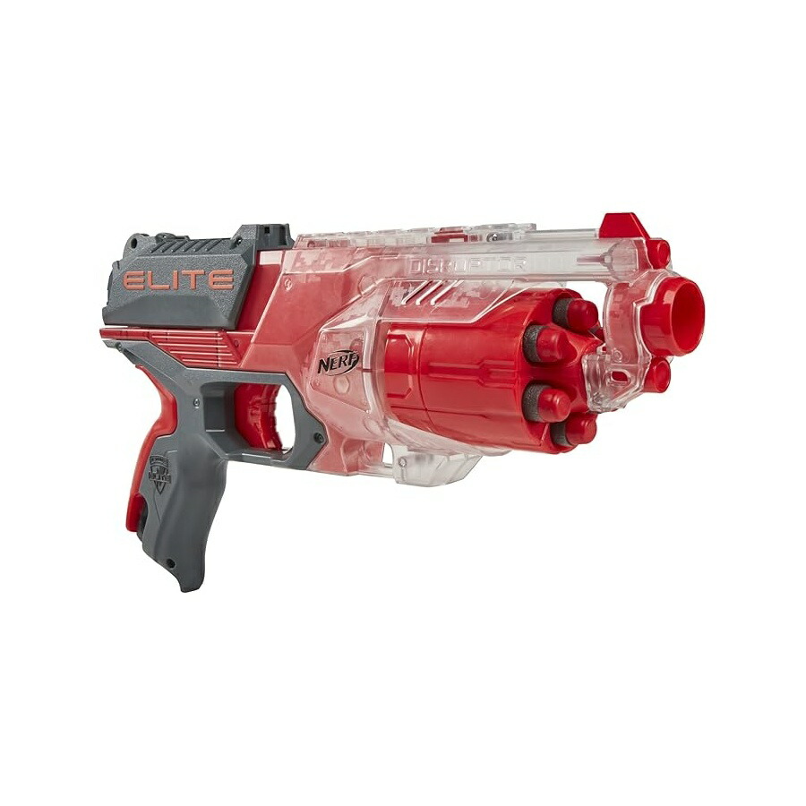 NERF エリート ディスラプター ブラジャーはやりっ児 6 ダーツ回転させる膜鳴楽器 ゲットー火の手 半澄み切った赤いこと (押さえる) NERF Elite Disrupter Blaster 6-Dart Rotating Drum, Slam Fire, Translucent Red (Exclusive)