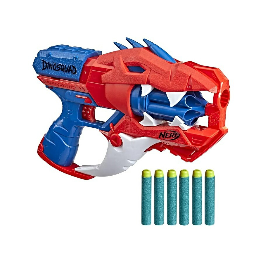 Nerf DinoSquad ラプタースラッシュダーツブラスター ダーツ 6 本回転させる膜鳴楽器 スラムファイアアクション 堅苦しさエリートダーツ 6 本 ヴェロキラプトル恐竜絵図面 Nerf DinoSquad Raptor-Slash Dart Blaster, 6-Dart Rotating Drum, Slam Fire Action, 6 Official Elite その他-おもちゃ