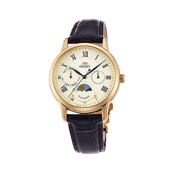 東洋 ウオッチ 石英 ORIENT KA0003S 時辰儀 御覧になる ORIENT \u0027Sun \u0026 Moon\u0027 Roman Indices Gold Lady Leather Quartz KA0003S
