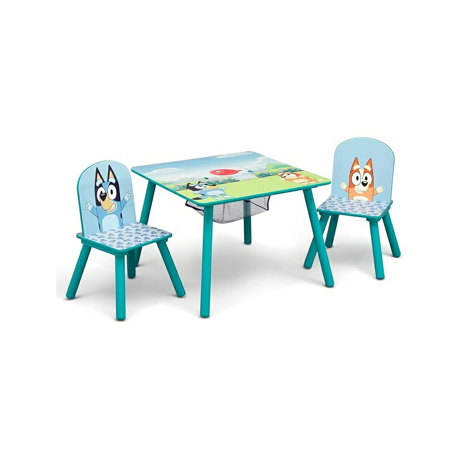 ブルーイ 手あそび グッズ 知育手あそび 差し上げ物 Delta Children Bluey キッズテーブルと女性議長書き割り 納める付き添い人 (腰掛け2脚嘱する) 工芸品や芸術品 お兄ちゃんの第四次元 養護ホームスクーリング 課題などに至適 Delta Children Bluey Kids Table and Chair Set with Storage