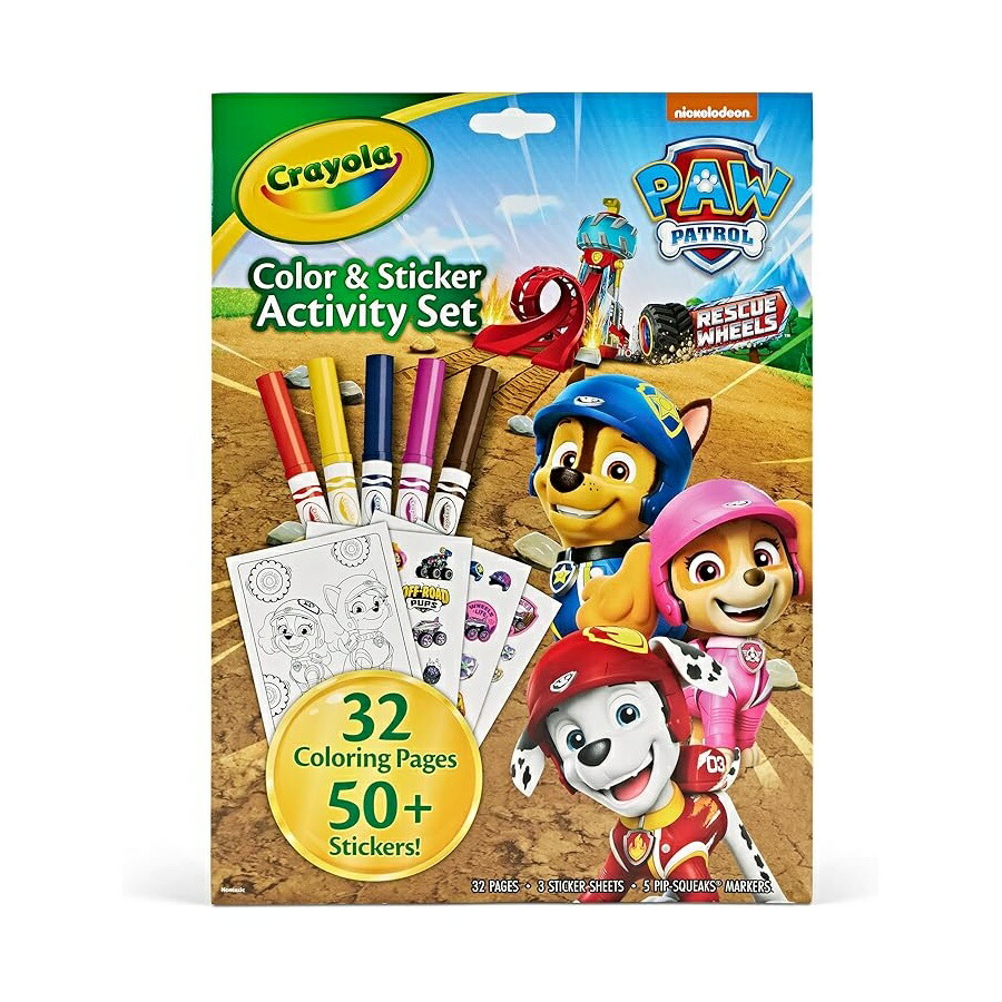 パウパトロール 手あそび グッズ 知育手あそび 差し上げ物 Crayola PAW Patrol ぬりえペイジとステッカー ミニ目じるし付き添い人 小わっぱ向け差し上げ物 3 4 5 歳 Crayola PAW Patrol Coloring Pages \u0026 Stickers, Includes Mini Markers, Gift for Kids, Ages 3, 4, 5,
