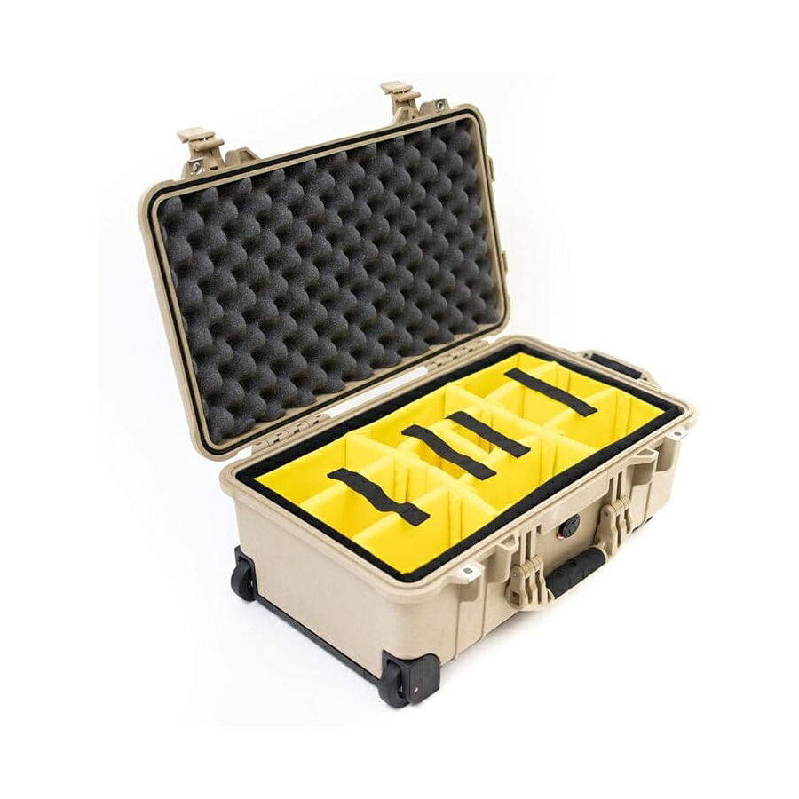 伽藍鳥 1514 タン容れもの パッド入り口・入口ディバイダーと車輪付き添い人 Pelican 1514 Tan Case With Padded Dividers and Wheels